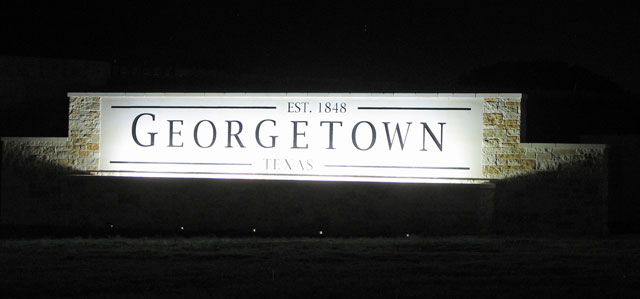 Activeled Billboard Lights Monument Lighting Sign Georgetown Texas 60ft Monument Welcome Sign Using Ringdale Solar Charger And Activeled